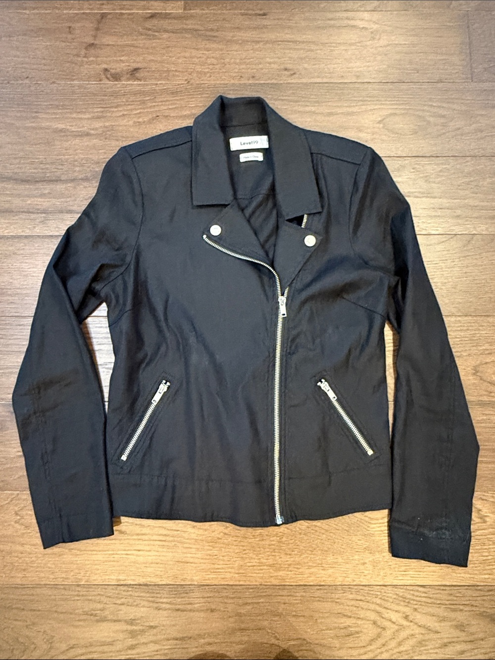 Level 99 Black Asymmetric Zip Moto Jacket Small - C69-022